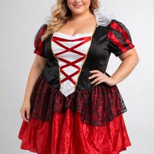 Disney Queen of Hearts Costume Dress Plus Size Alice Wonderland Halloween 1X